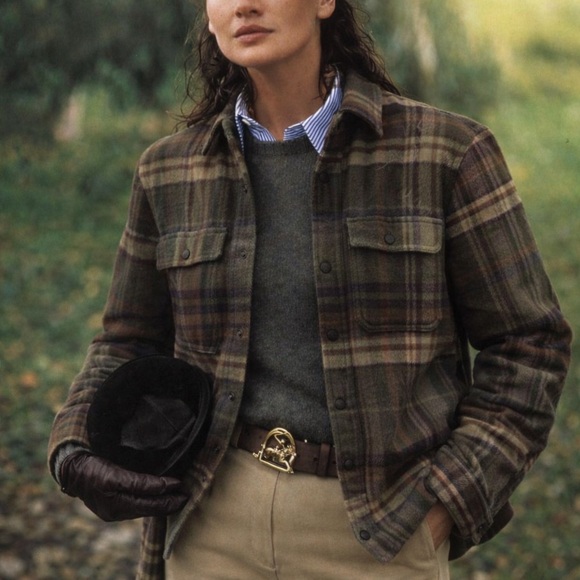 Ralph Lauren Tops - Ralph Lauren Cashmere Plaid Tailored Shirt Jacket | Heritage Luxury